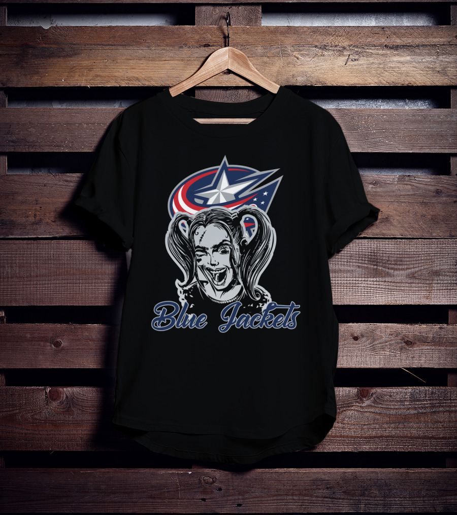 Harley Quinn & Columbus Blue Jackets Fan Blue Jackets T-Shirt