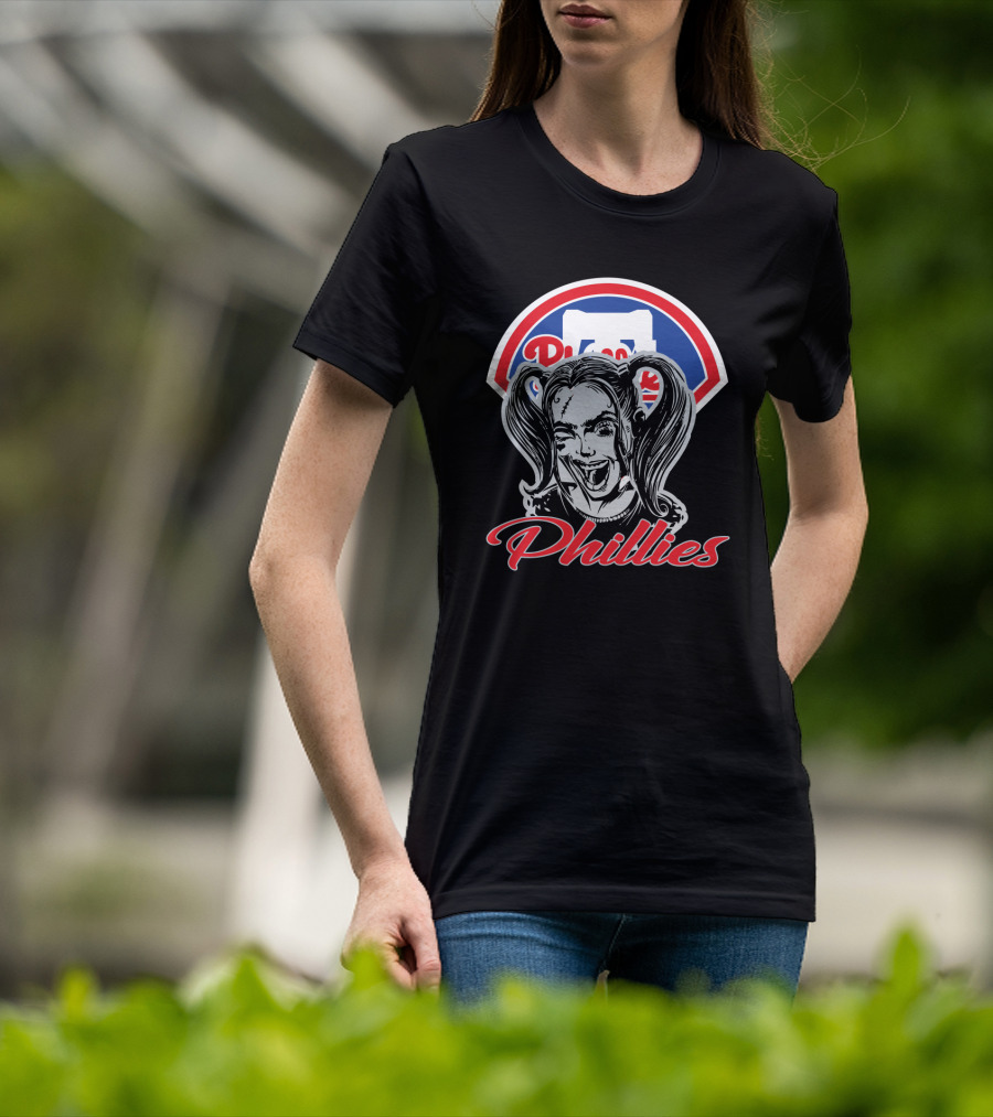 Harley Quinn Phillies Fan Philadelphia Phillies Logo Pigtails T-Shirt