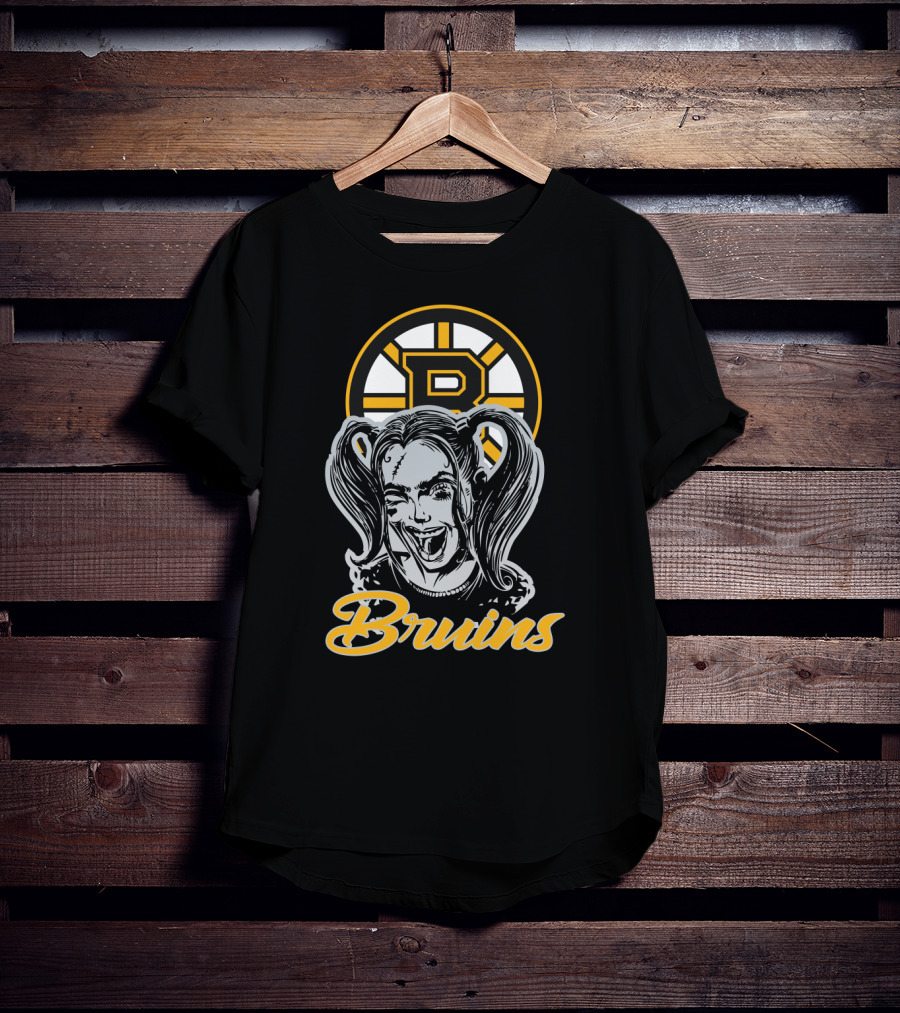 Harley Quinn Bruins Fan Art Imagery With Boston Bruins T-Shirt