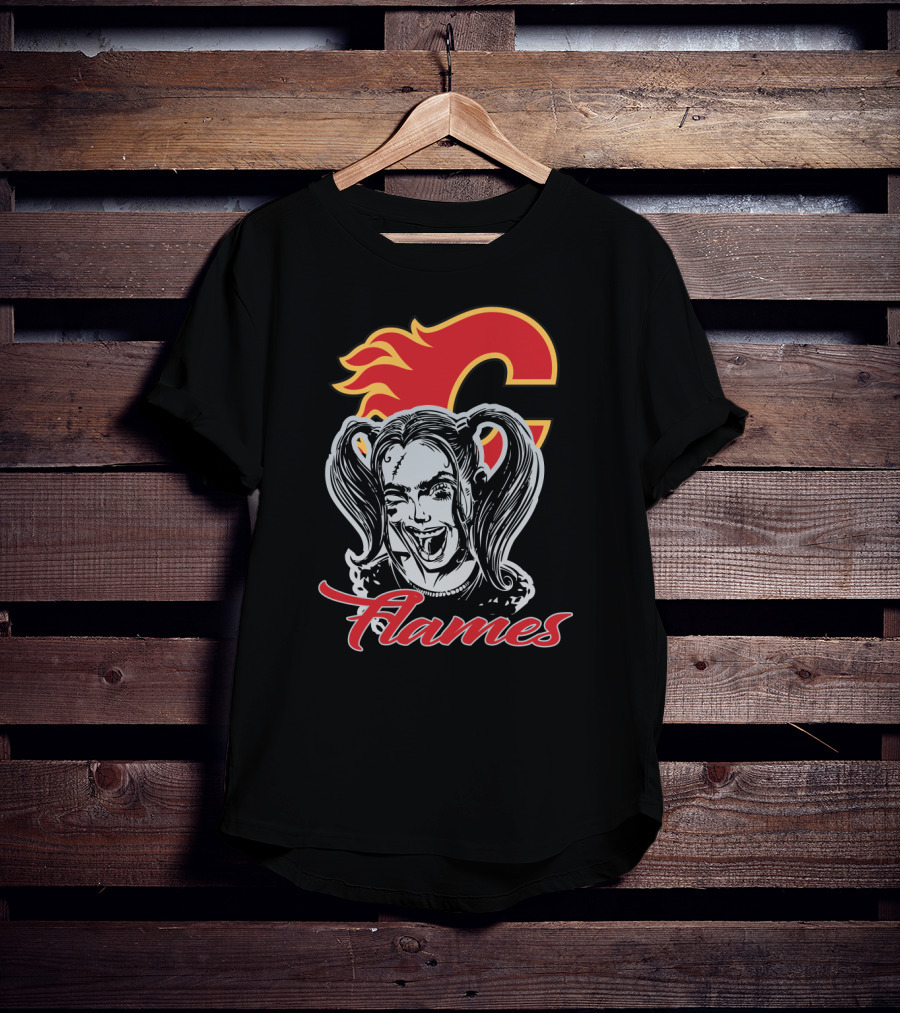 Harley Quinn Flames Calgary Fans T-Shirt