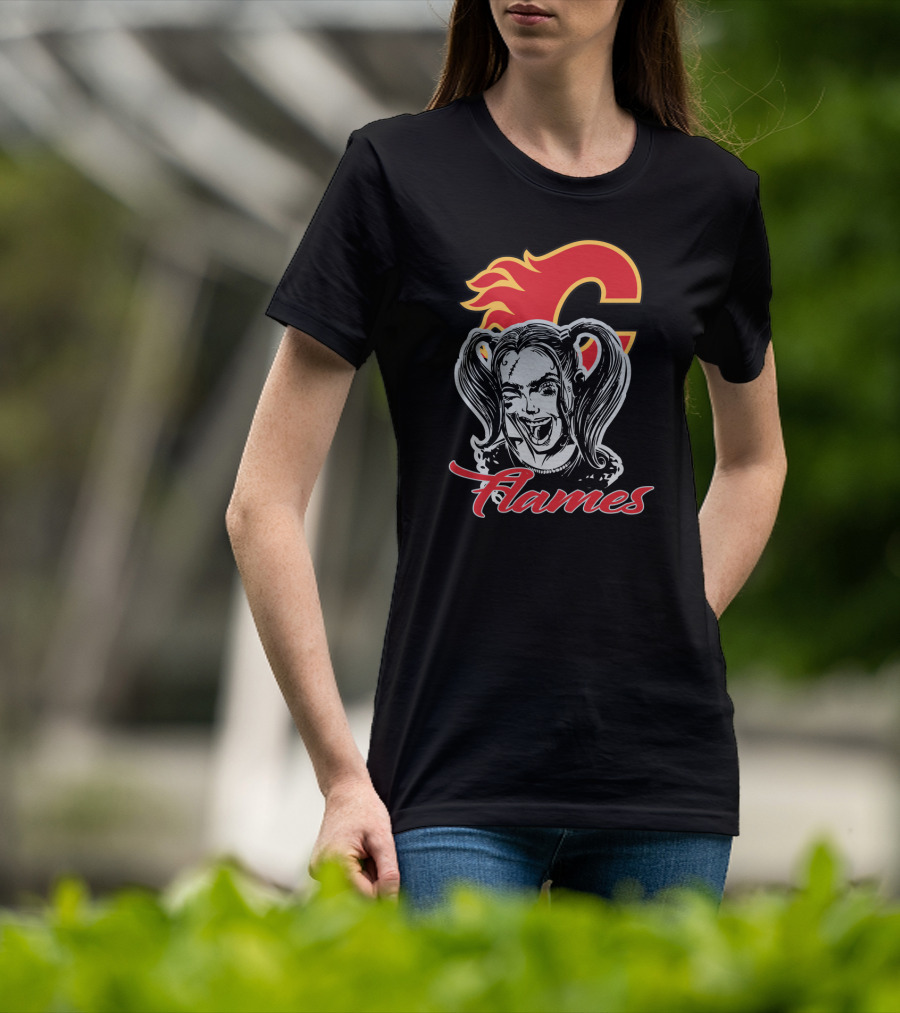 Harley Quinn Flames Calgary Fans T-Shirt