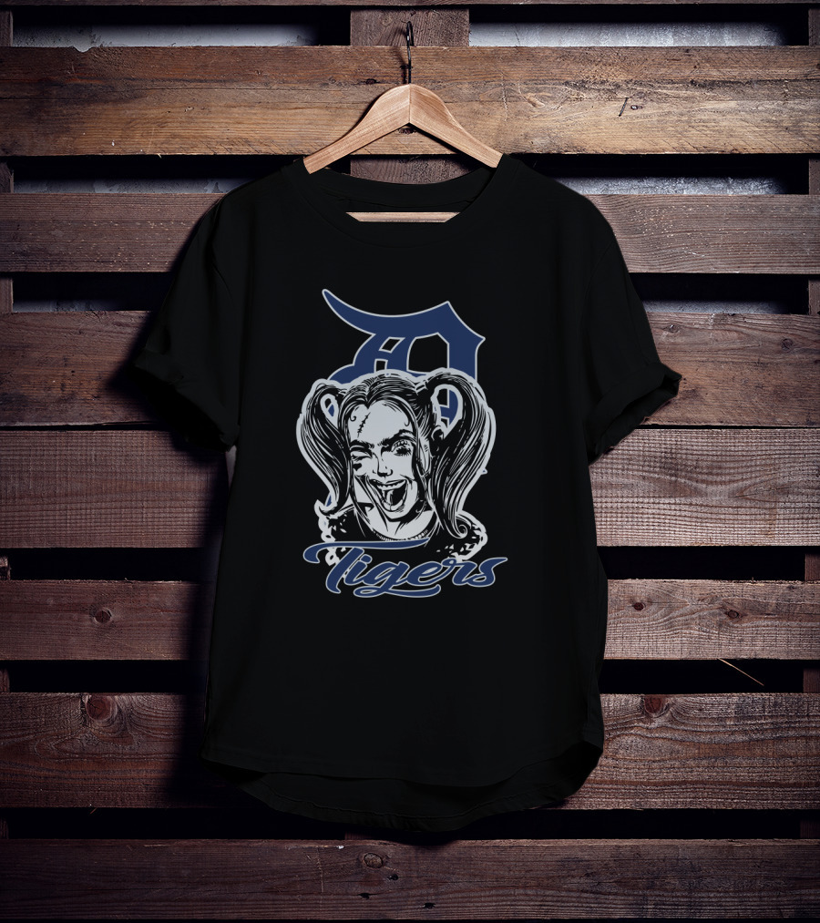 Detroit Tigers Fans With Harley Quinn Character T-Shirt