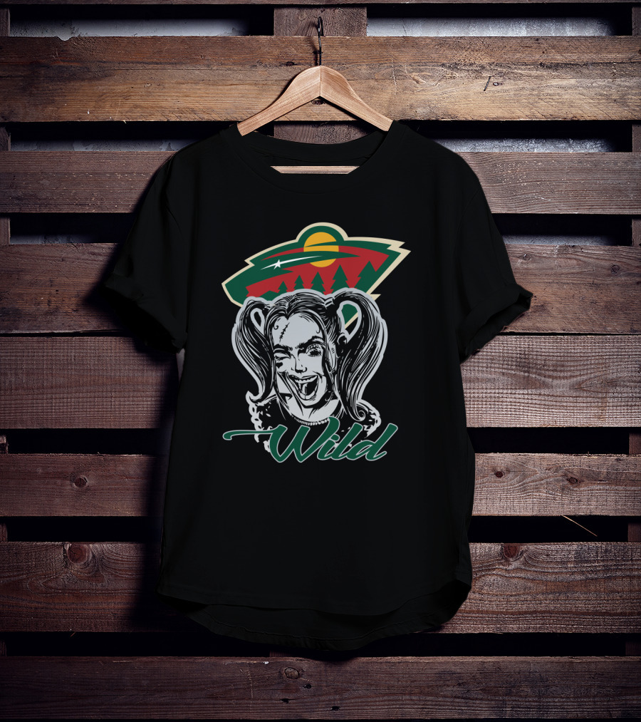 Harley Quinn Minnesota Wild Fans Wild Logo Mashup T-Shirt