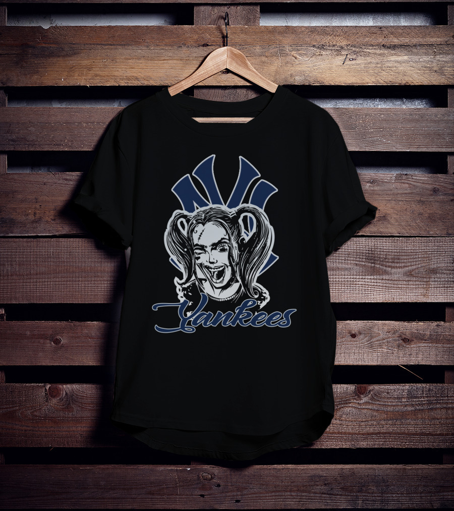Yankees Logo With Harley Quinn Face T-Shirt