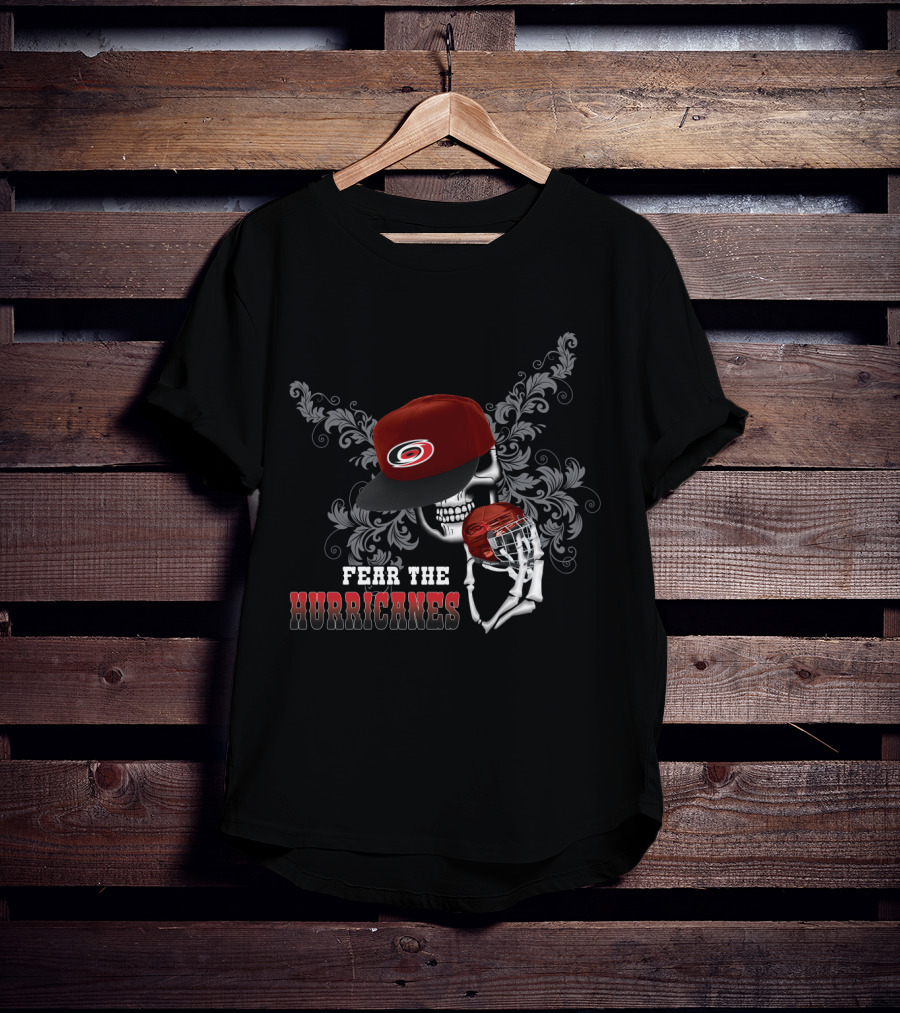 Fear The Carolina Hurricanes Skull Hat And Hockey T-Shirt