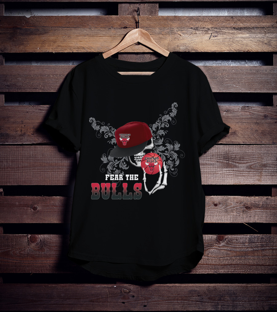 Fear The Bulls Chicago Bulls Fans Skull Snapback T-Shirt
