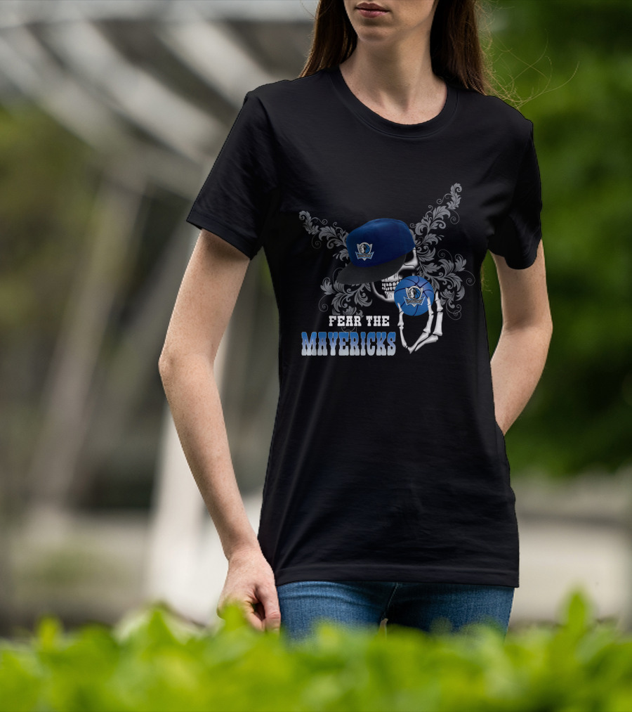 Fear The Mavericks Skull Holding Cap With Dallas Mavericks T-Shirt