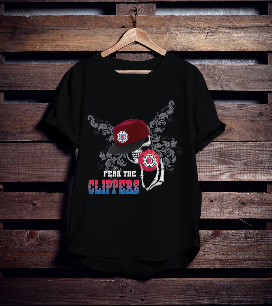 Fear The La Clippers Skull Hat Basketball Fan T-Shirt