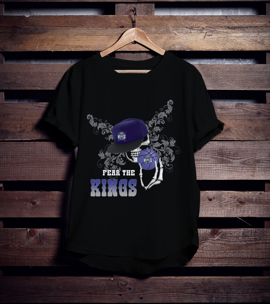 Fear The Kings Sacramento Basketball Skull And Cap T-Shirt