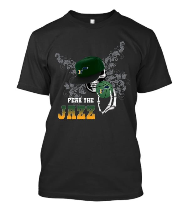 Fear The Jazz Skull With Basketball And Cap With Utah Jazz T-Shirt