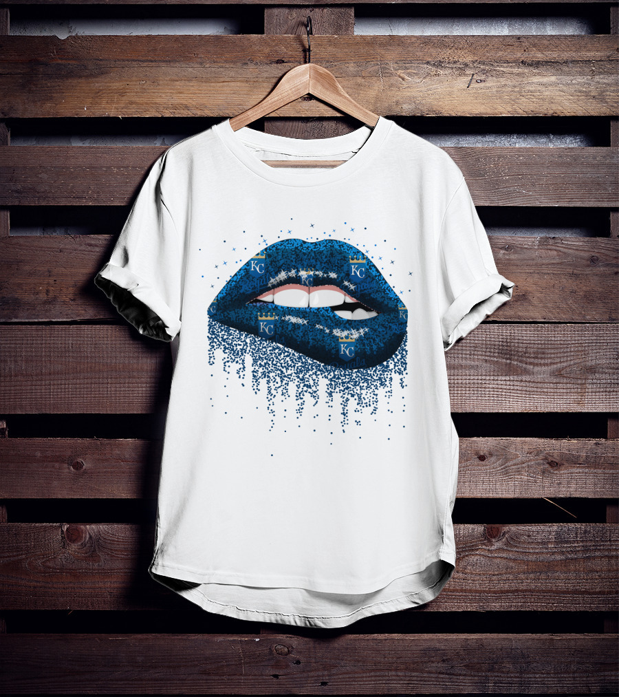 Kansas City Royals Glitter Blue Lips With KC T-Shirt
