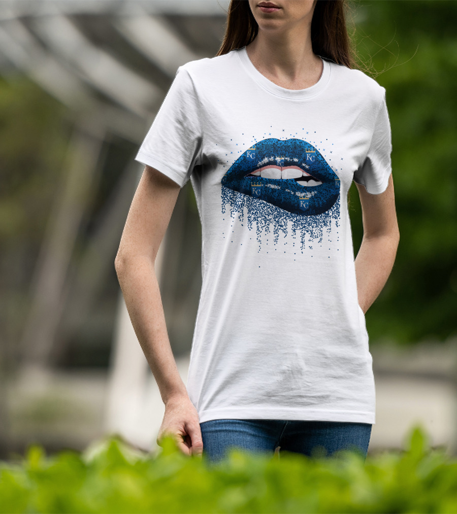 Kansas City Royals Glitter Blue Lips With KC T-Shirt