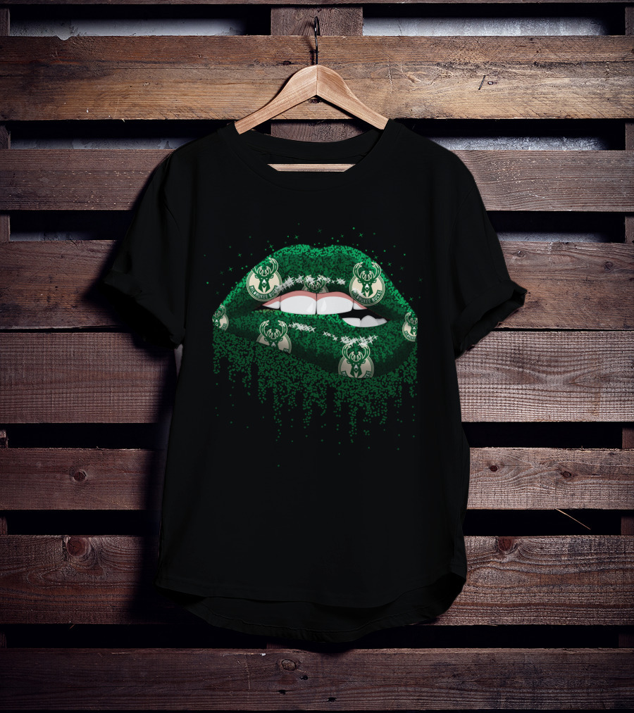 Milwaukee Bucks Lips Logo Pattern For Fans T-Shirt