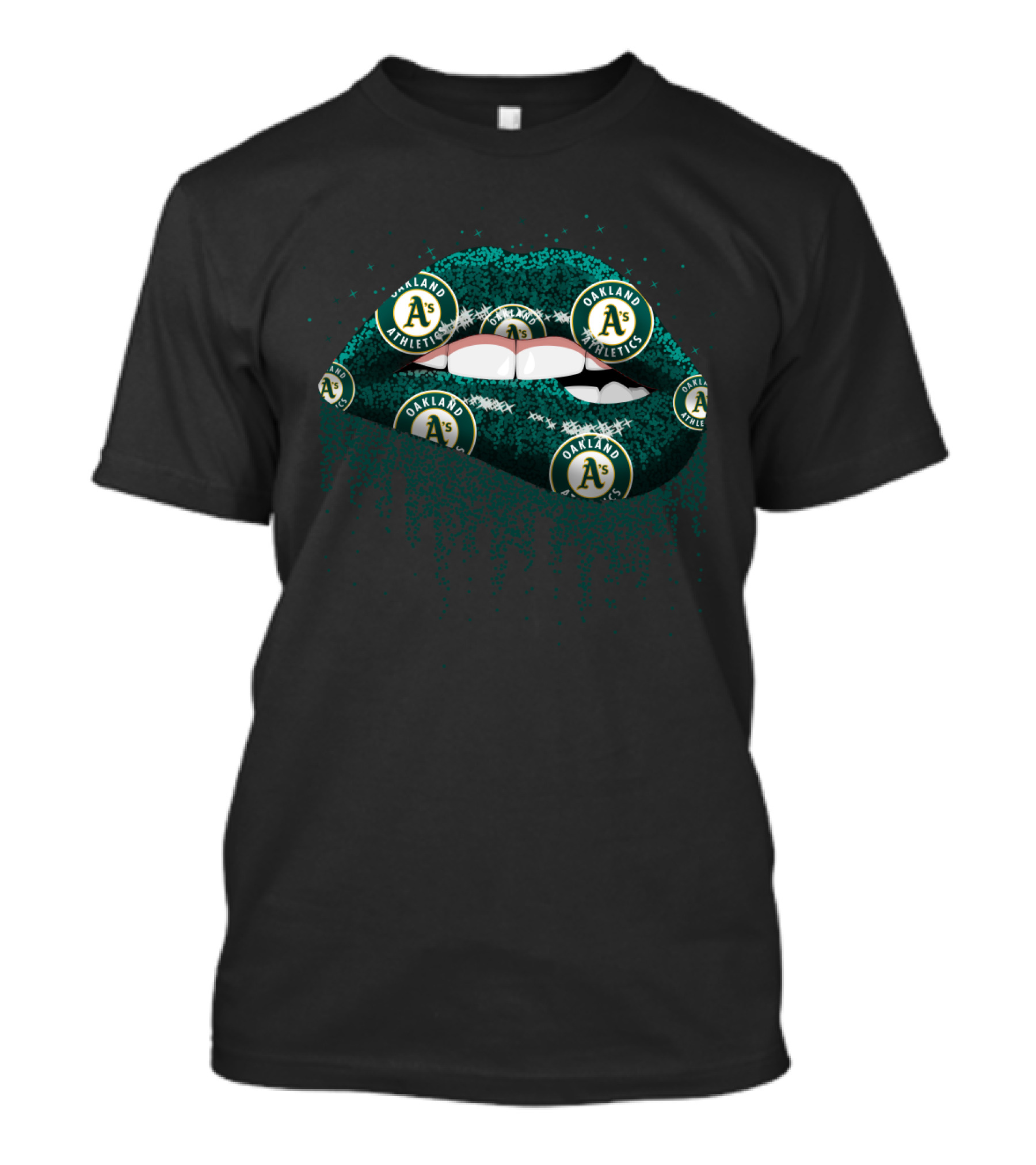 Oakland Athletics Glitter Lips Fan Icons T-Shirt