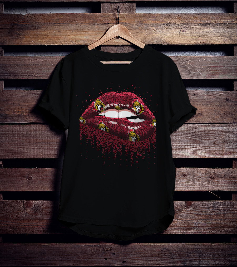 Glitter Lips With Ottawa Senators Logo Pattern For Dedicated Fans T-Shirt