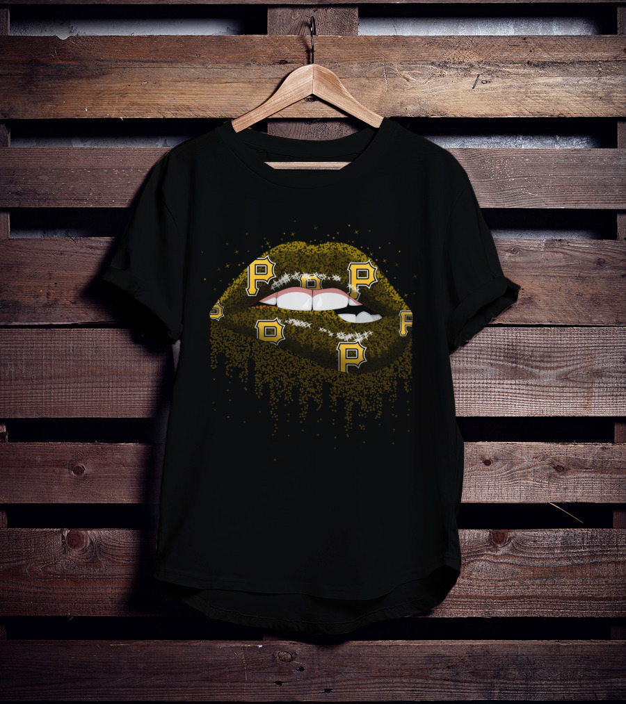 Pittsburgh Pirates Glittery Lips Fan Design With Iconic P Logo Elements T-Shirt