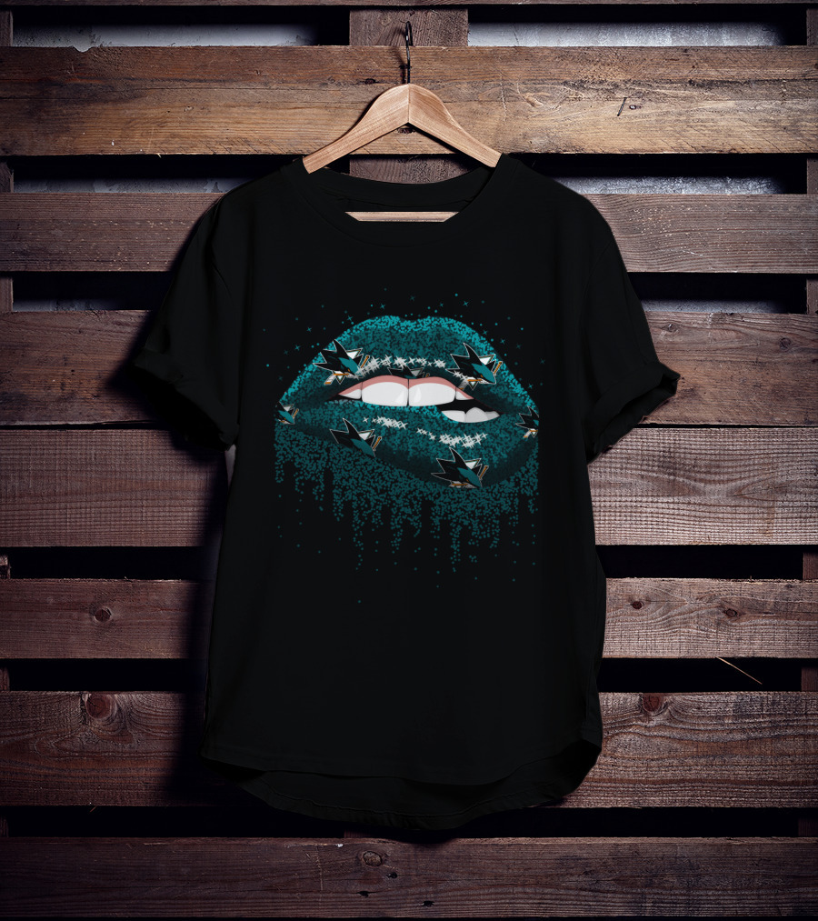 San Jose Sharks Glittery Lips Graphic For Fans T-Shirt