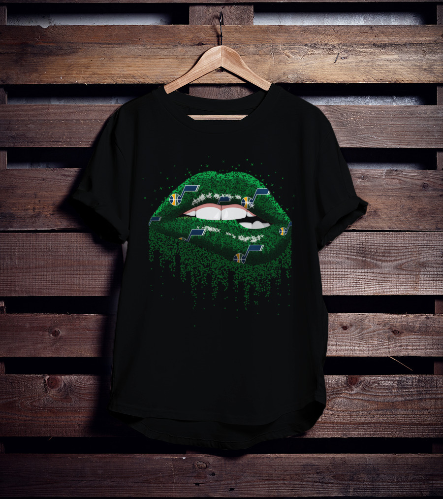 Glitter Lips With Utah Jazz Logos For Fans T-Shirt