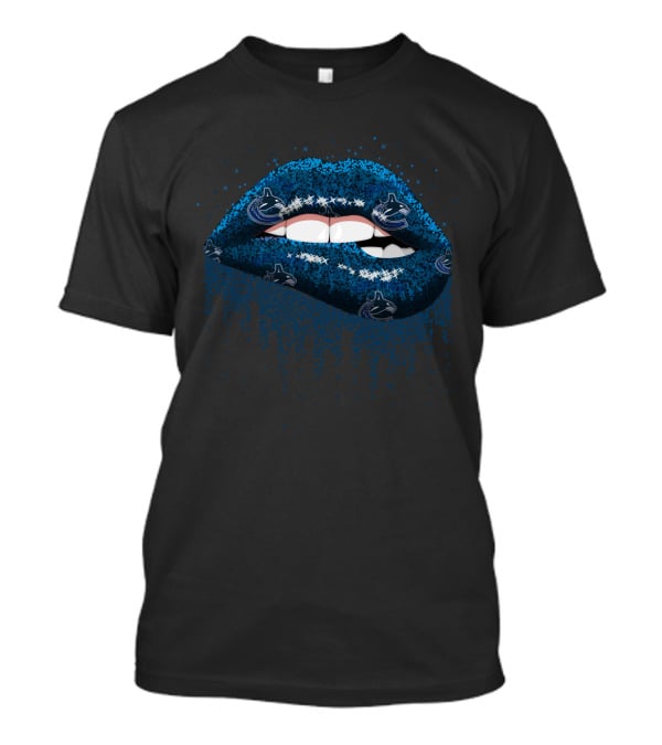 Glitter Lips Blue Sparkle Vancouver Canucks Fan Lip T-Shirt