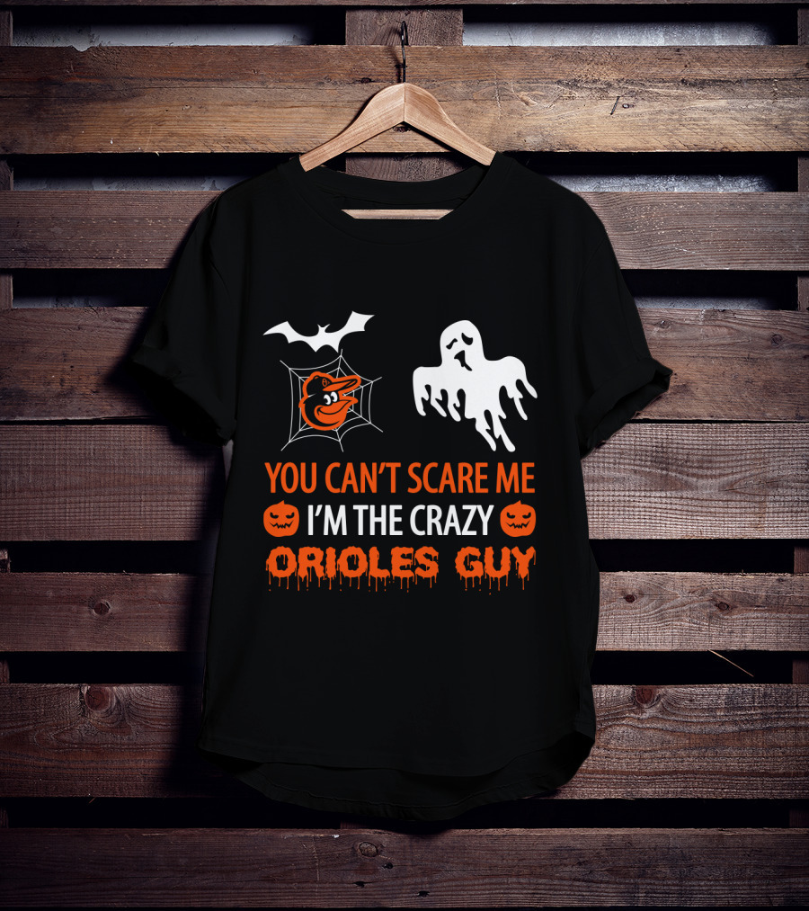 Crazy Orioles Guy Halloween Shirt With Ghost And Spiderweb T-Shirt