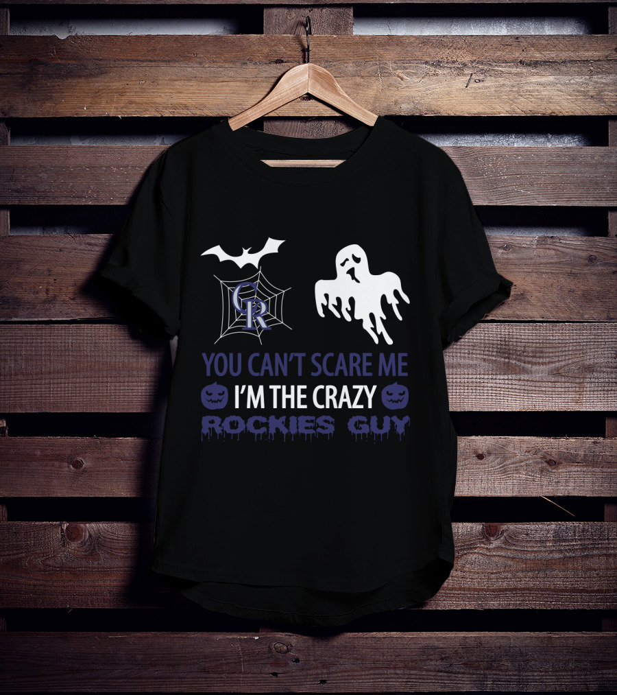 You Can't Scare Me I'm The Crazy Rockies Guy Halloween Ghost And Bat T-Shirt
