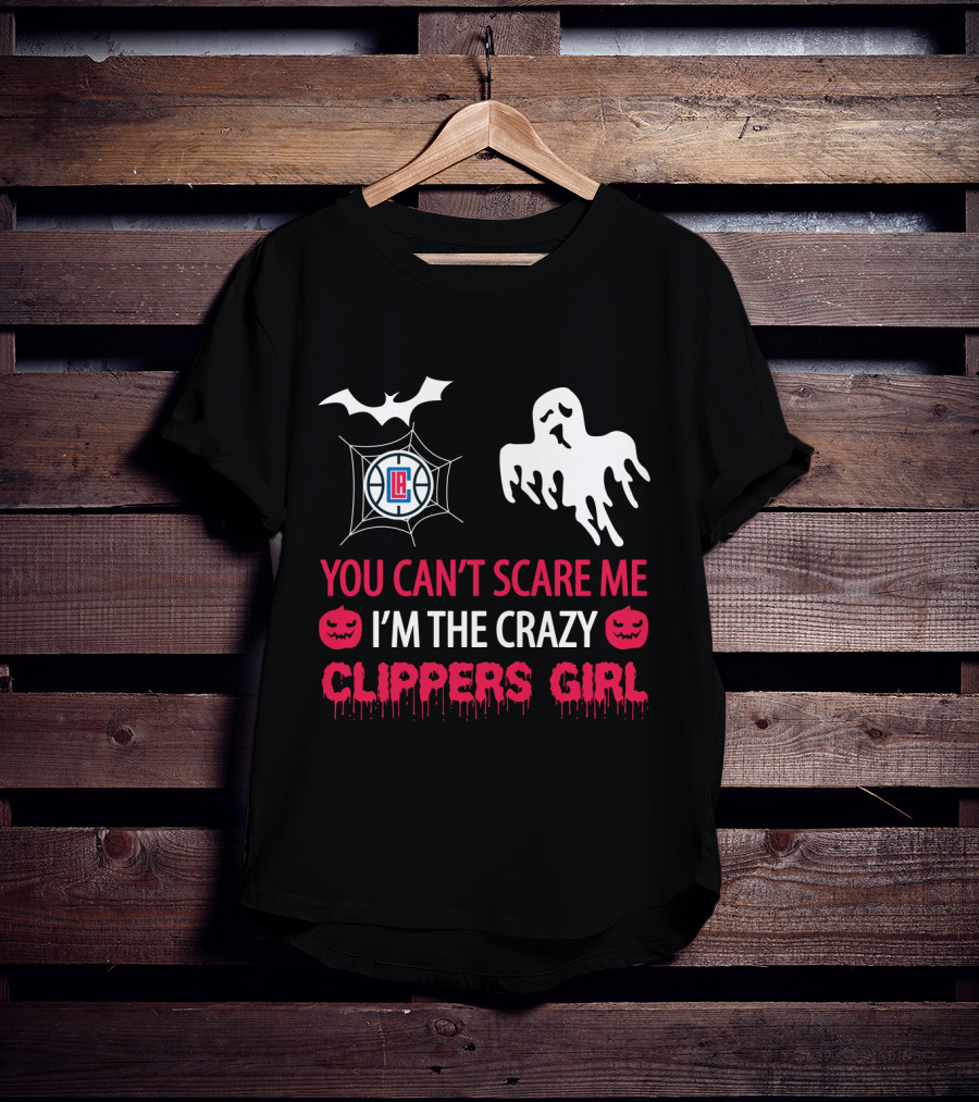 You Can't Scare Me I'm The Crazy Clippers Girl Halloween Ghost Bat Series T-Shirt