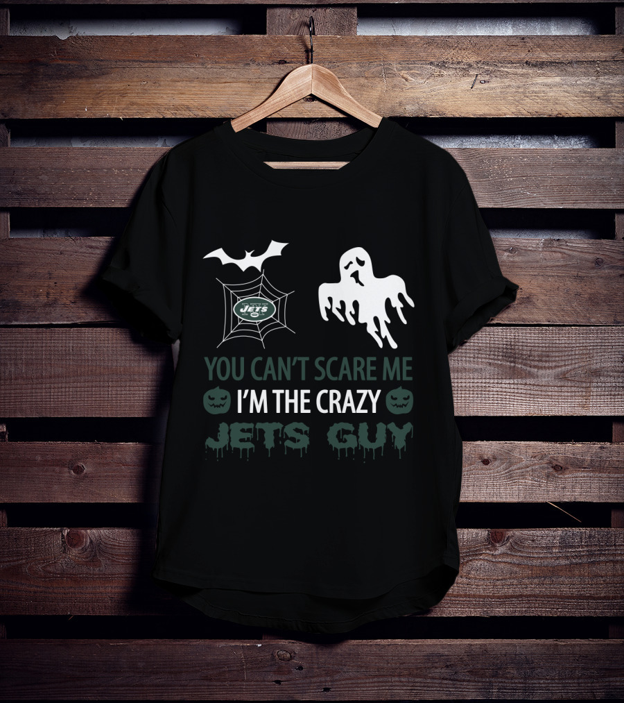 You Can't Scare Me I'm The Crazy Jets Guy Halloween Ghost Bat Web Theme T-Shirt
