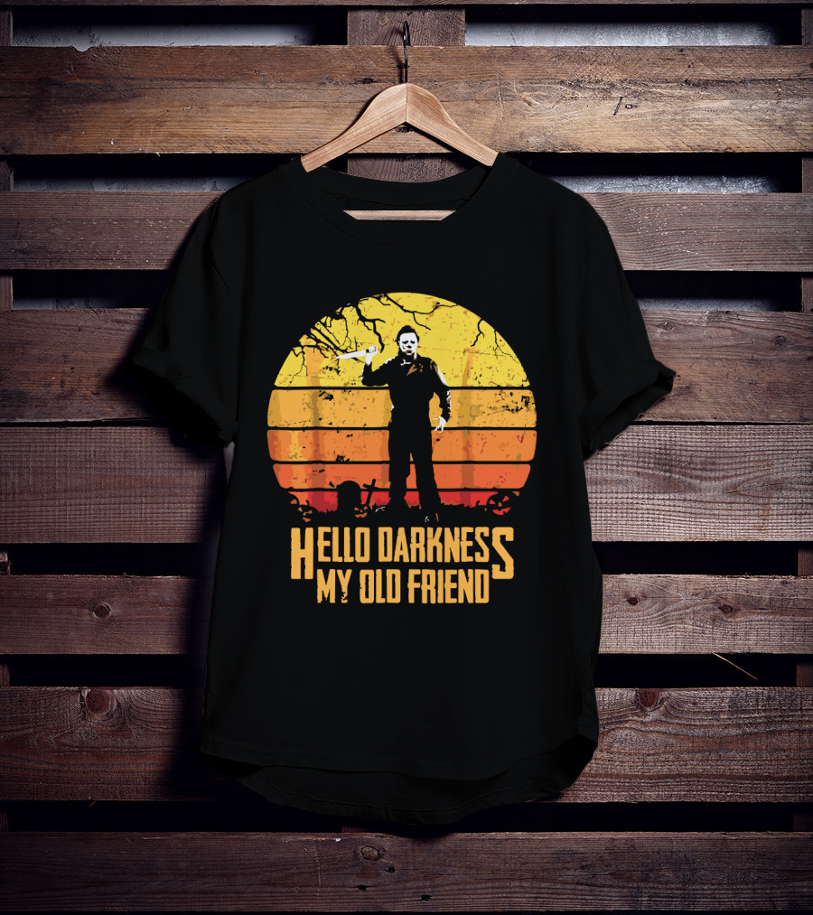 Hello Darkness My Old Friend Michael Myers Retro Sunset T-Shirt