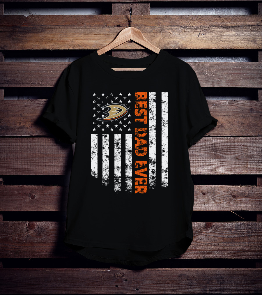 Anaheim Ducks Best Dad Ever Grunge American Flag T-Shirt