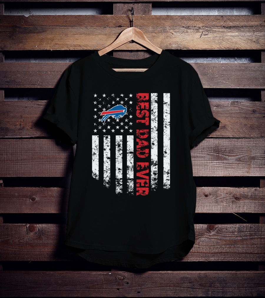 Best Buffalo Bills Dad Ever American Flag Stars T-Shirt