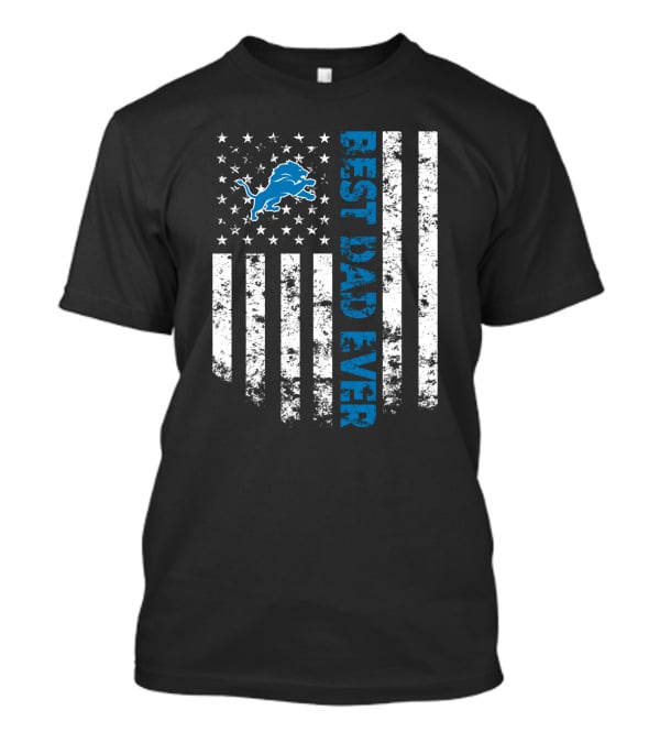 Best Detroit Lions Dad Ever Flag Style T-Shirt