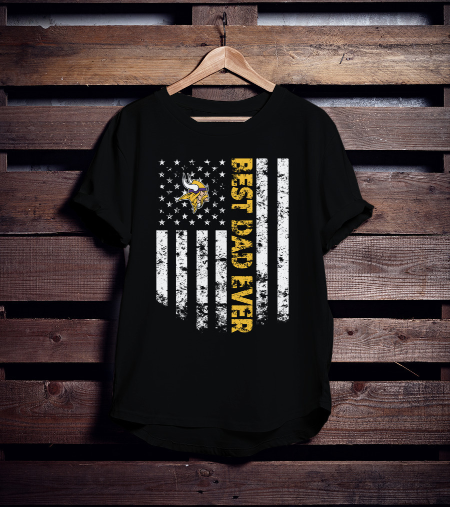 Best Minnesota Vikings Dad Ever Usa Flag T-Shirt