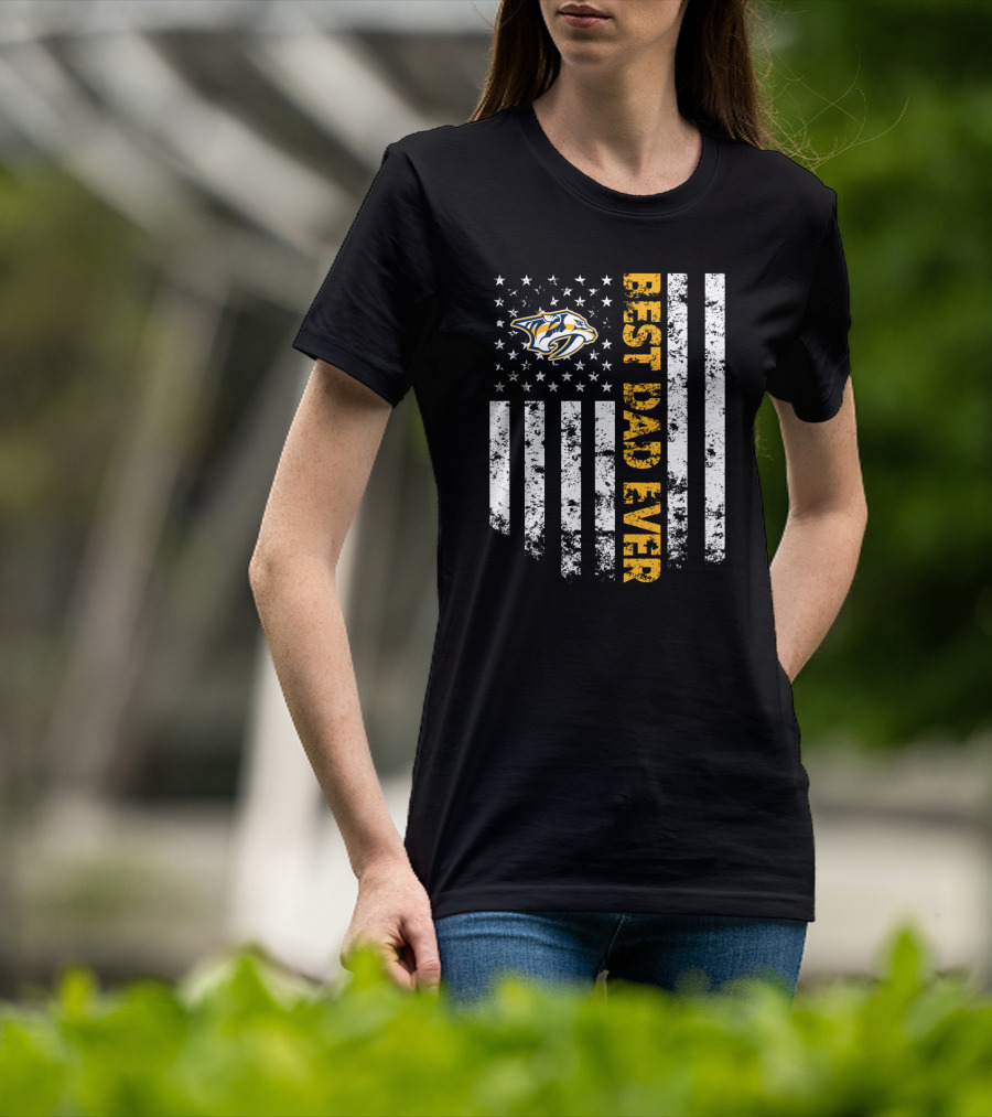 Best Dad Ever Nashville Predators Fan Flag T-Shirt