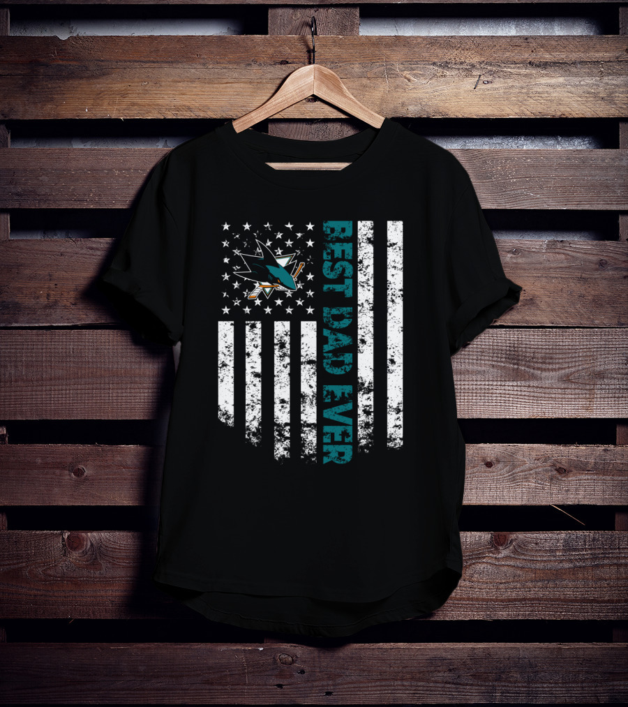 Best Dad Ever San Jose Sharks American Flag T-Shirt