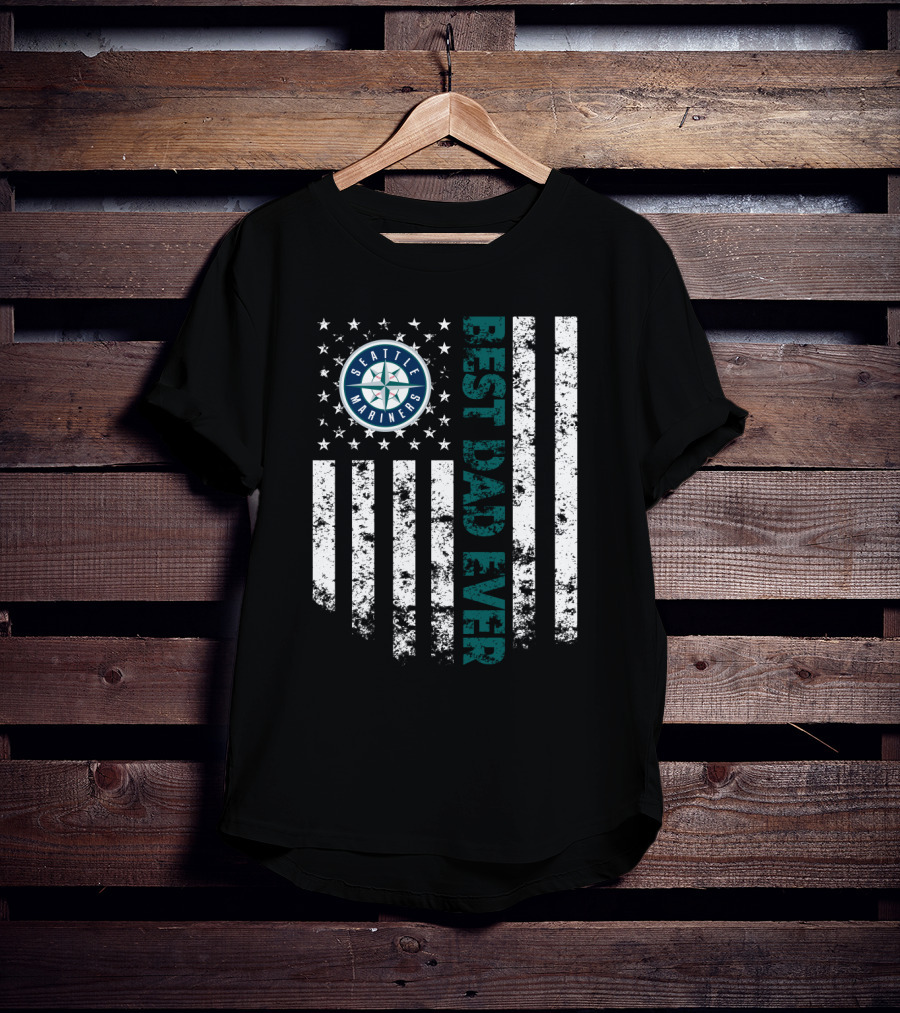 Seattle Mariners Best Dad Ever Distressed Flag T-Shirt
