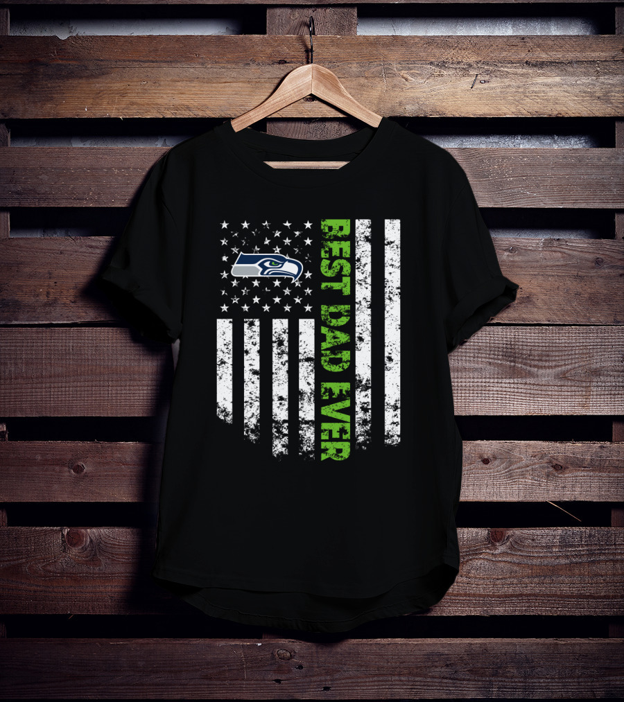 Best Seattle Seahawks Dad Ever Flag T-Shirt