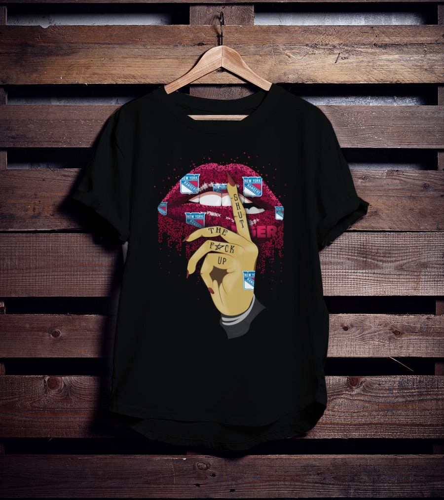 New York Rangers Lips Shut Up Gesture T-Shirt