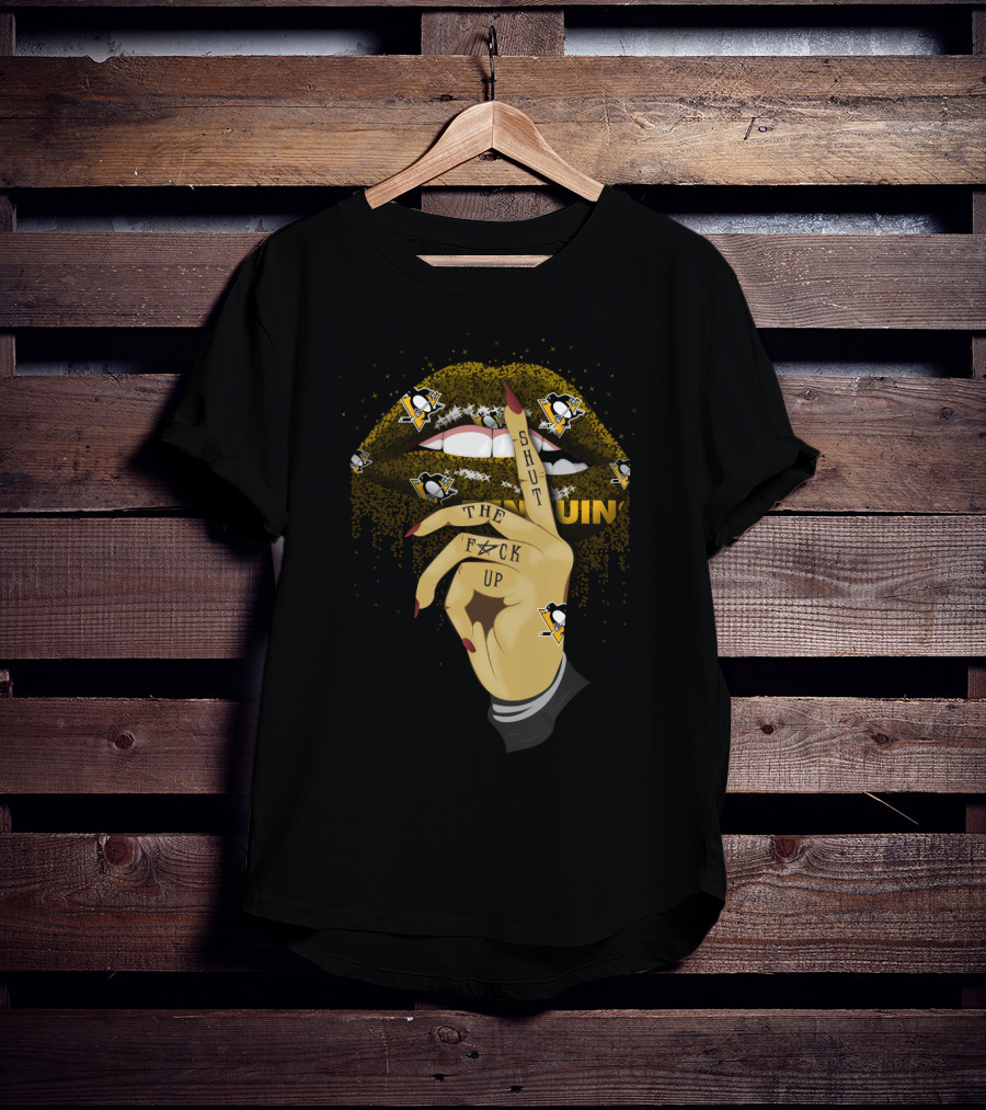 Pittsburgh Penguins Glitter Lip Shut Up Statement Fan T-Shirt