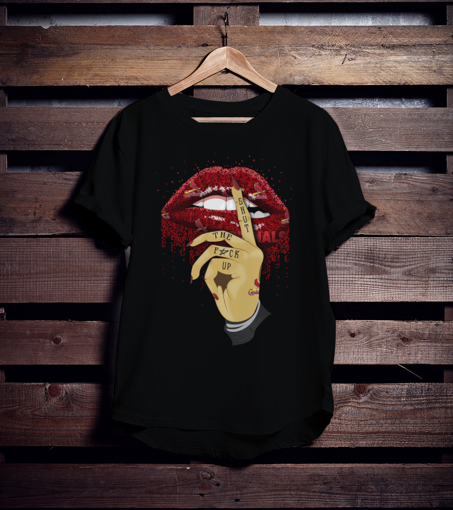 St Louis Cardinals Glitter Lips Shut Up Fan T-Shirt
