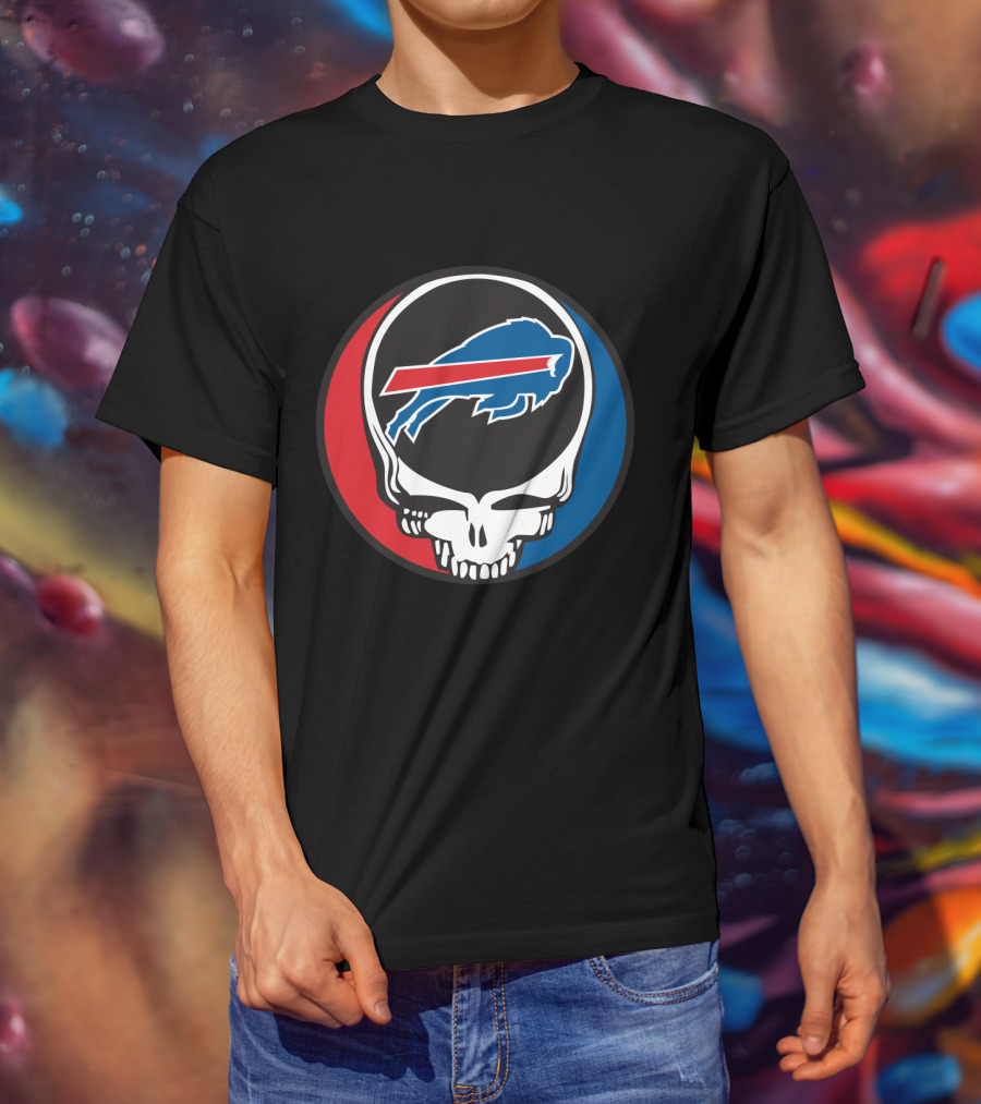 Buffalo Bills Grateful Dead Fan Skull Buffalo Logo Mark T-Shirt