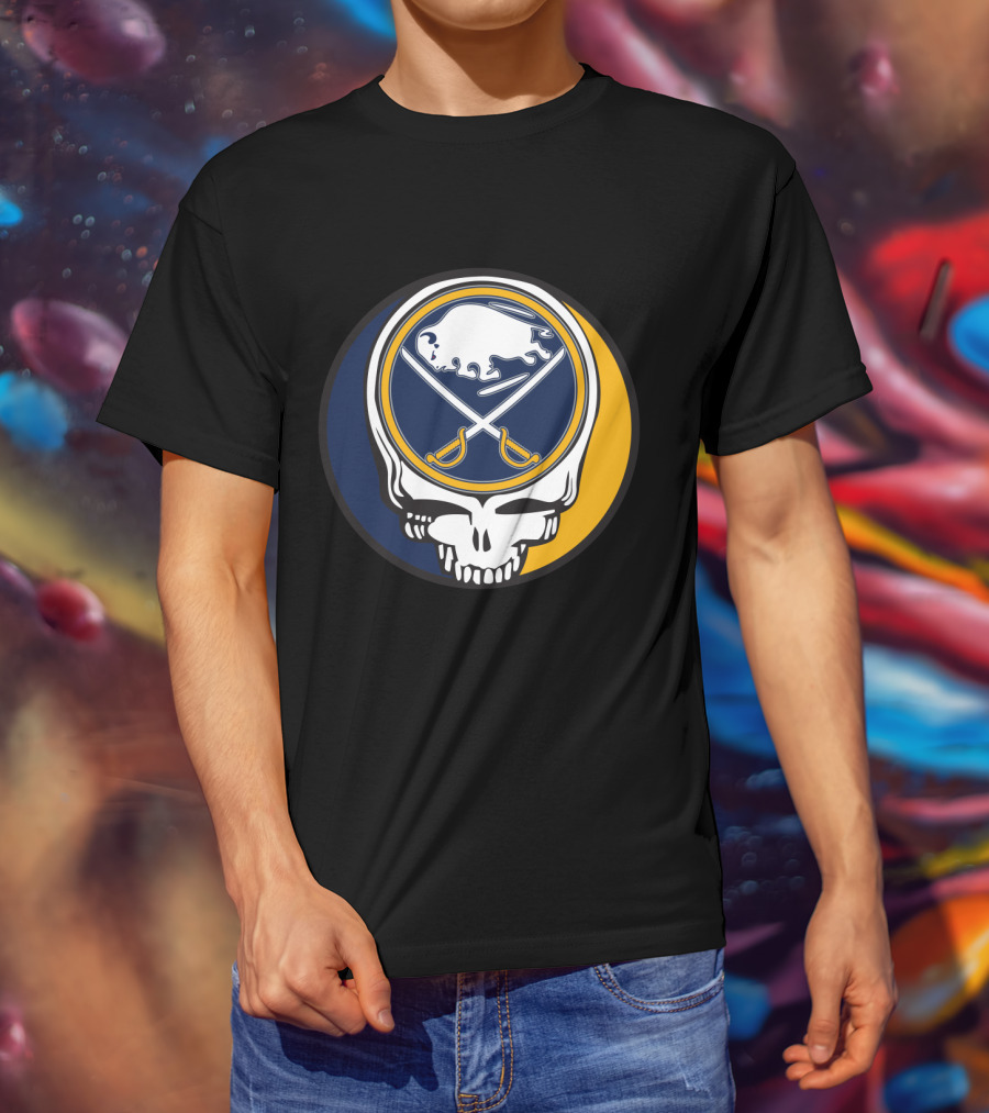 Buffalo Sabres Logo With Grateful Dead Skull Design For Fans T-Shirt