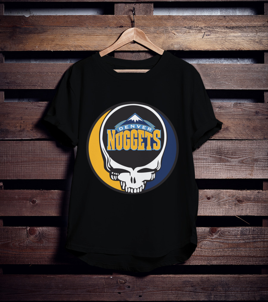 Denver Nuggets Grateful Dead Skull Logo With Mountain Symbol T-Shirt