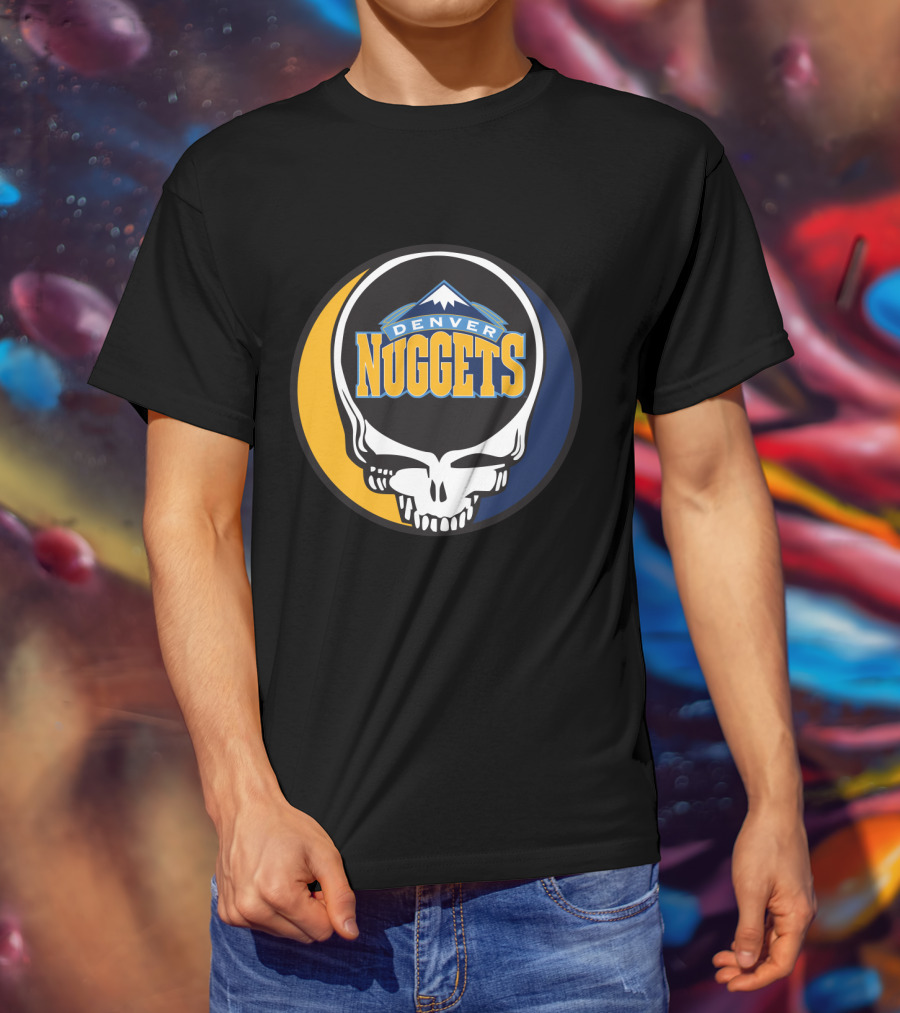 Denver Nuggets Grateful Dead Skull Logo With Mountain Symbol T-Shirt