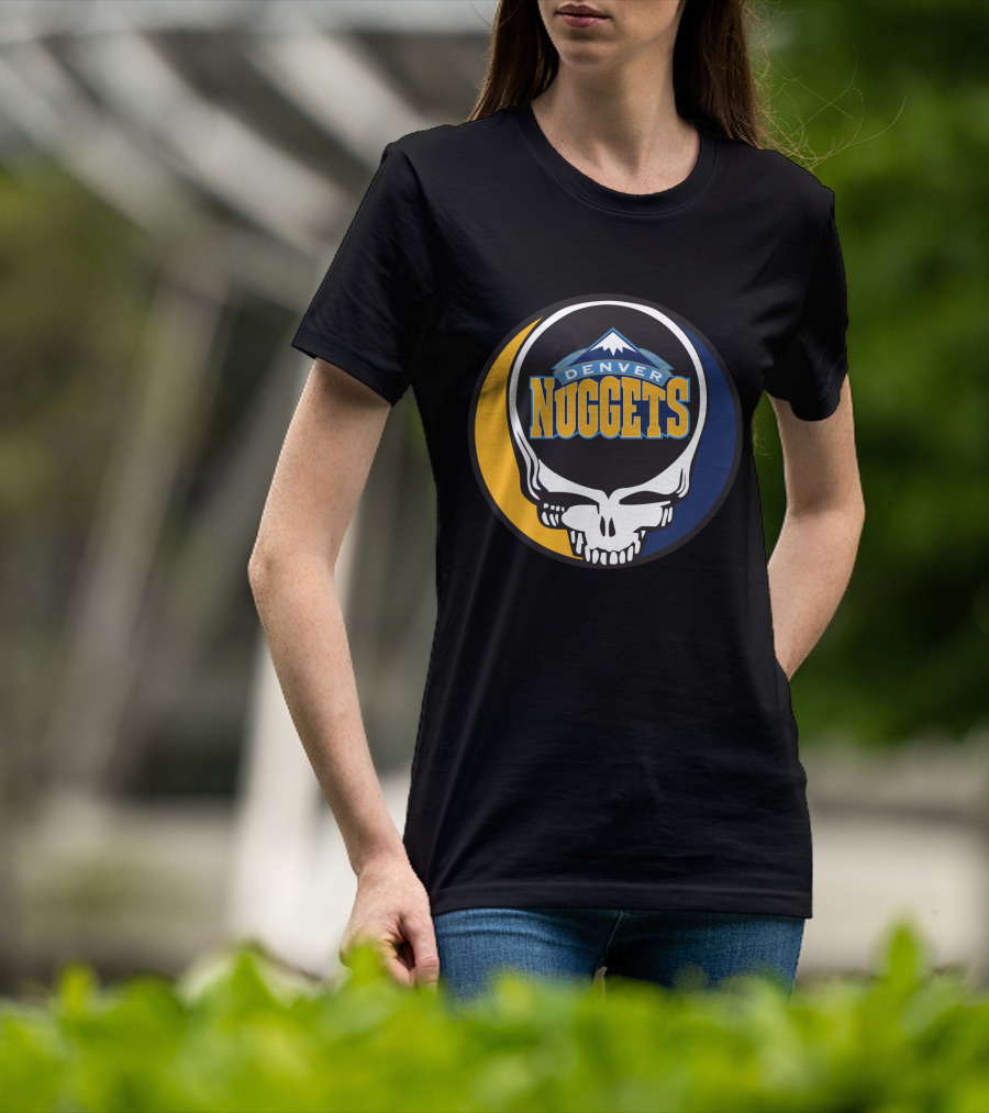 Denver Nuggets Grateful Dead Skull Logo With Mountain Symbol T-Shirt