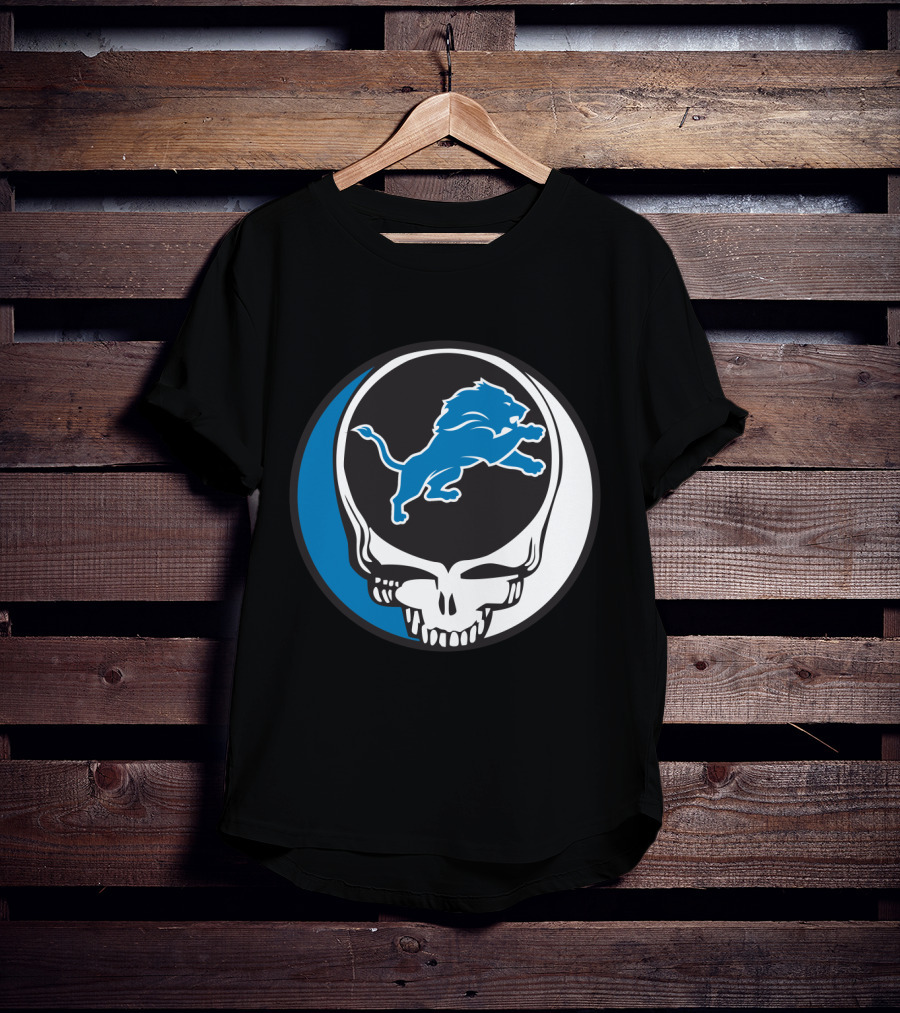 Detroit Lions Fans Grateful Dead Logo Fusion T-Shirt