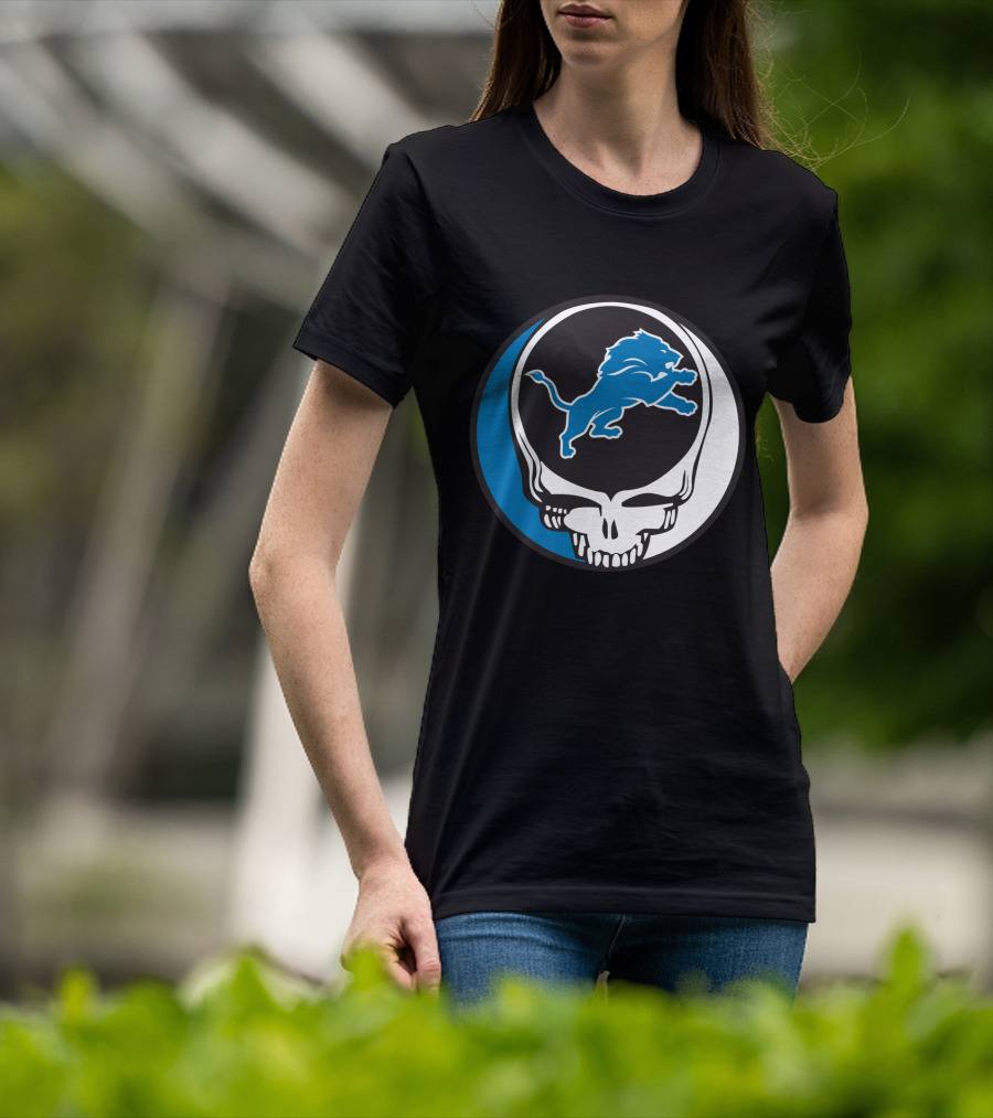 Detroit Lions Fans Grateful Dead Logo Fusion T-Shirt