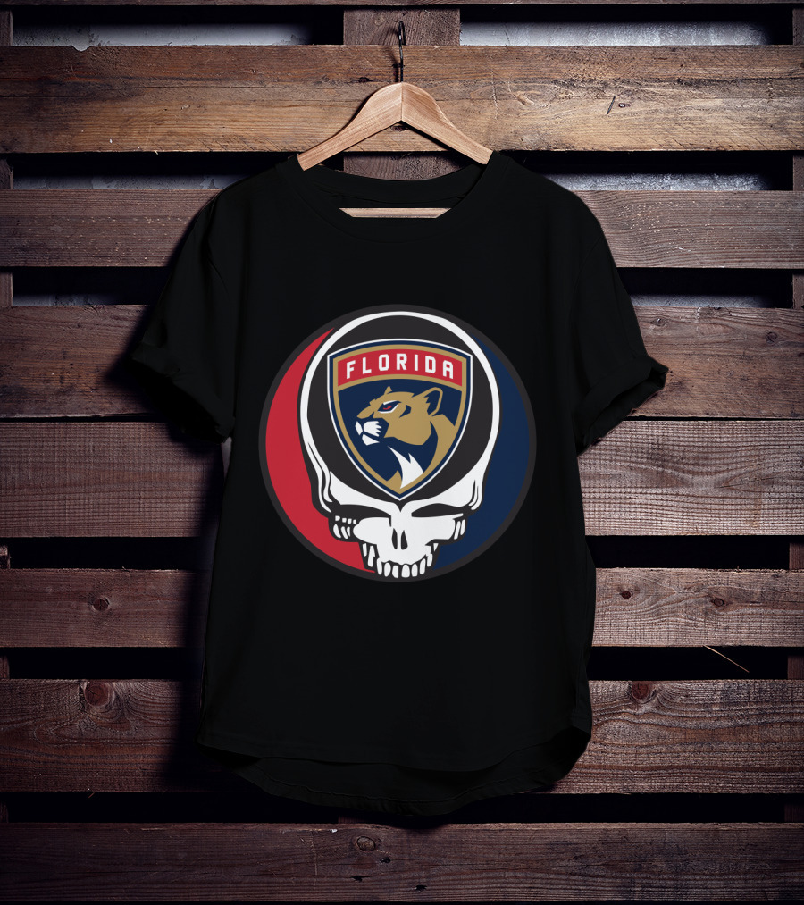 Grateful Dead Skull With Florida Panthers Logo For Fans T-Shirt