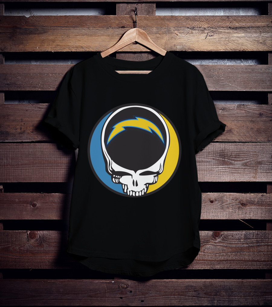 Grateful Dead And Los Angeles Chargers Logo Fusion For Fans T-Shirt