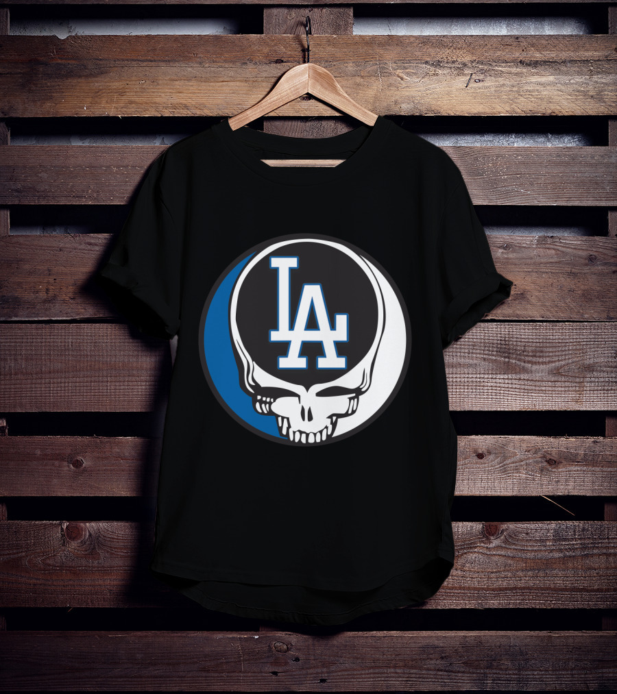 Grateful Dead Los Angeles Dodgers Fans Iconic Skull Logo Fusion T-Shirt