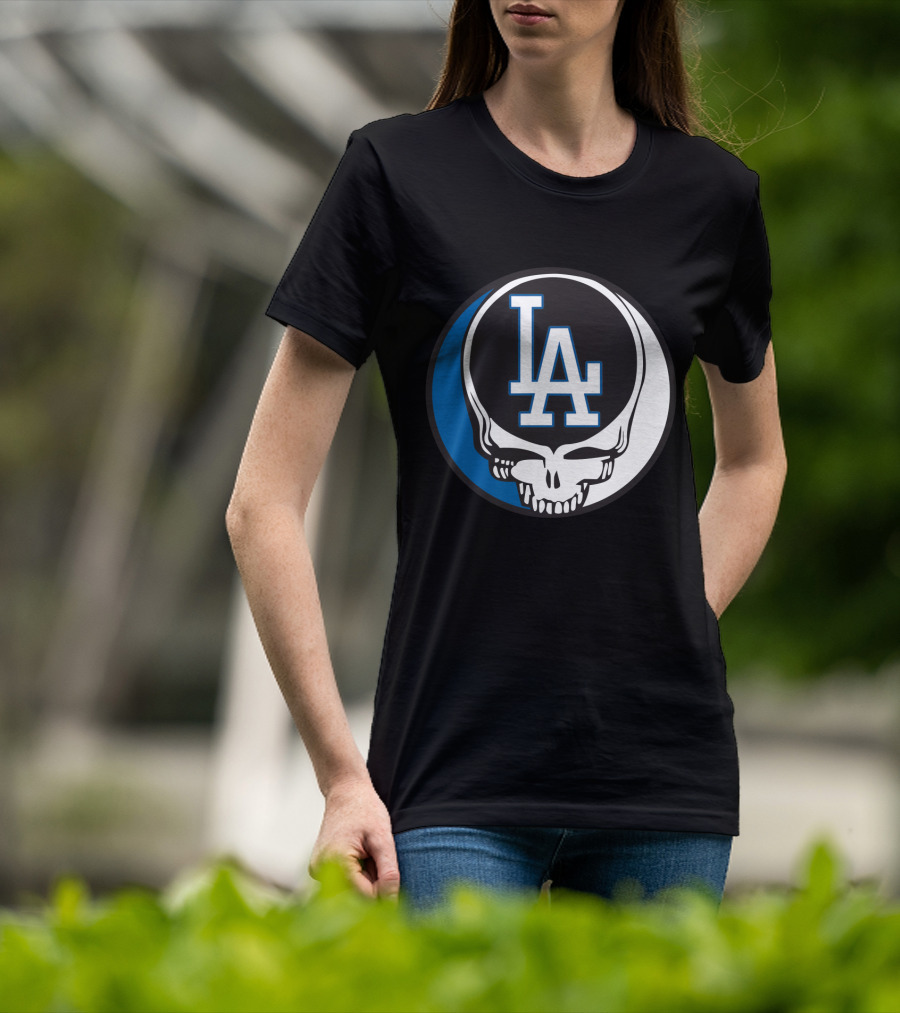 Grateful Dead Los Angeles Dodgers Fans Iconic Skull Logo Fusion T-Shirt